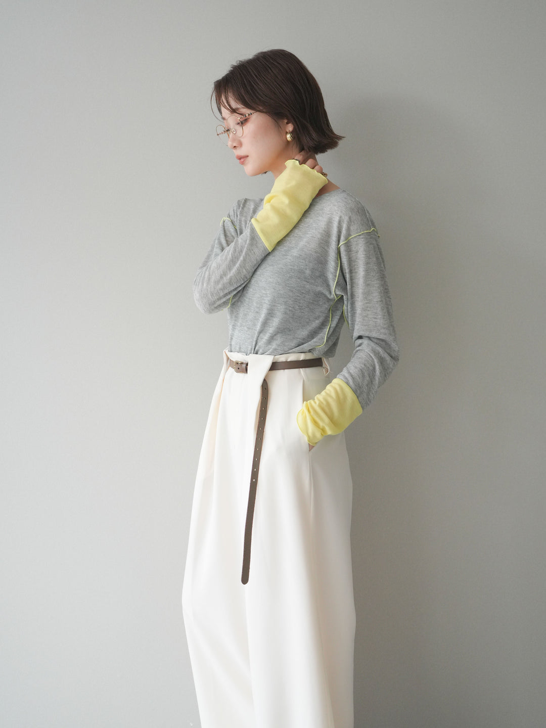 [SET]配色メロウトップス+配色メロウトップス(2set)