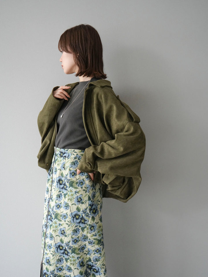 [SET]スウェードオーバーブルゾン+ゴブランフロントジップタイトスカート(2set)