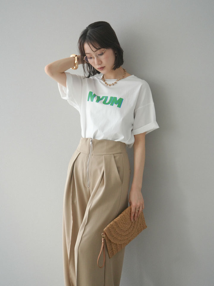 [預購] “NYUM” 標誌印花 Dry Touch 棉質 T卹/米白色