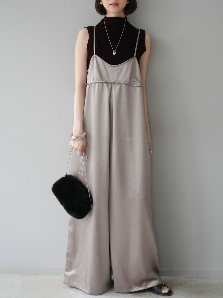 [予約]シアーベロアプチネックノースリーブトップス/ブラック