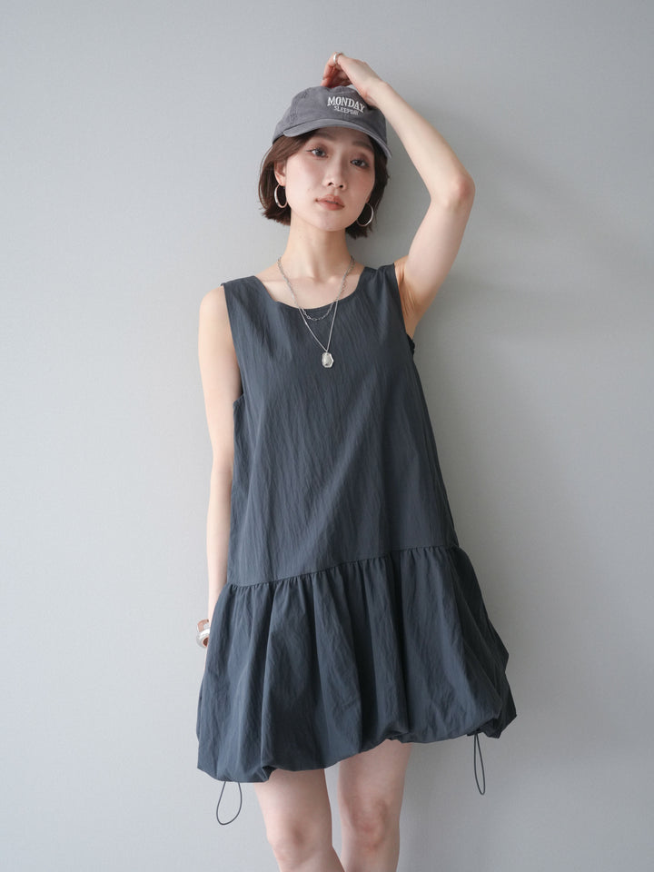 [予約]ドロストバルーンミニワンピース/charcoal