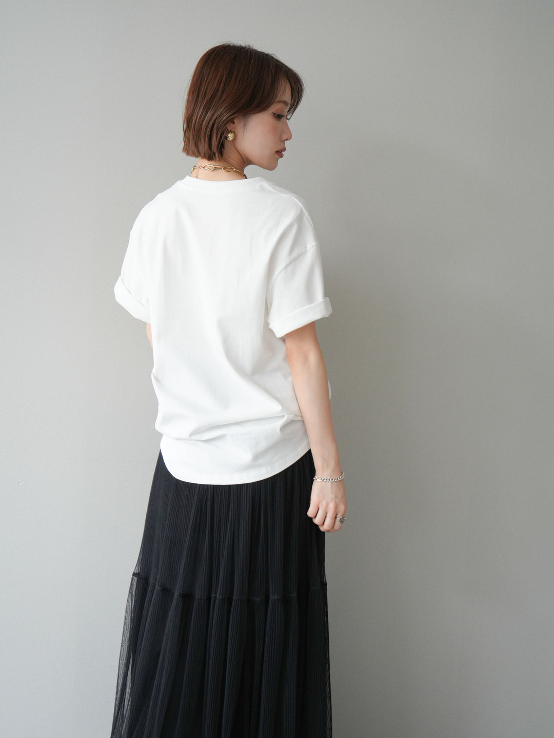 [SET]トマト刺繍TEE+チュールレーススカート(2set)