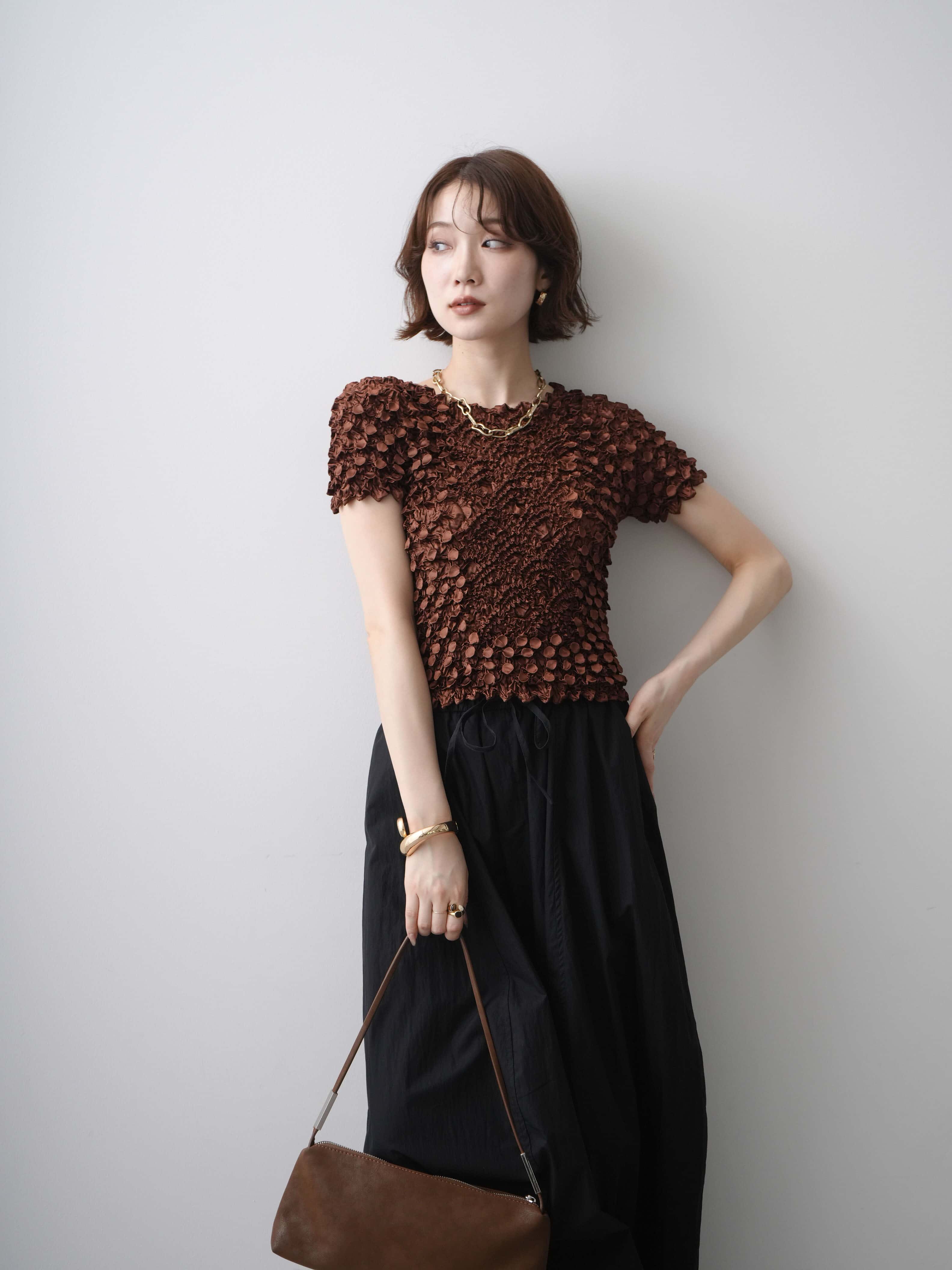 予約]ドットスモッキングフレンチトップス/brown – Lumier