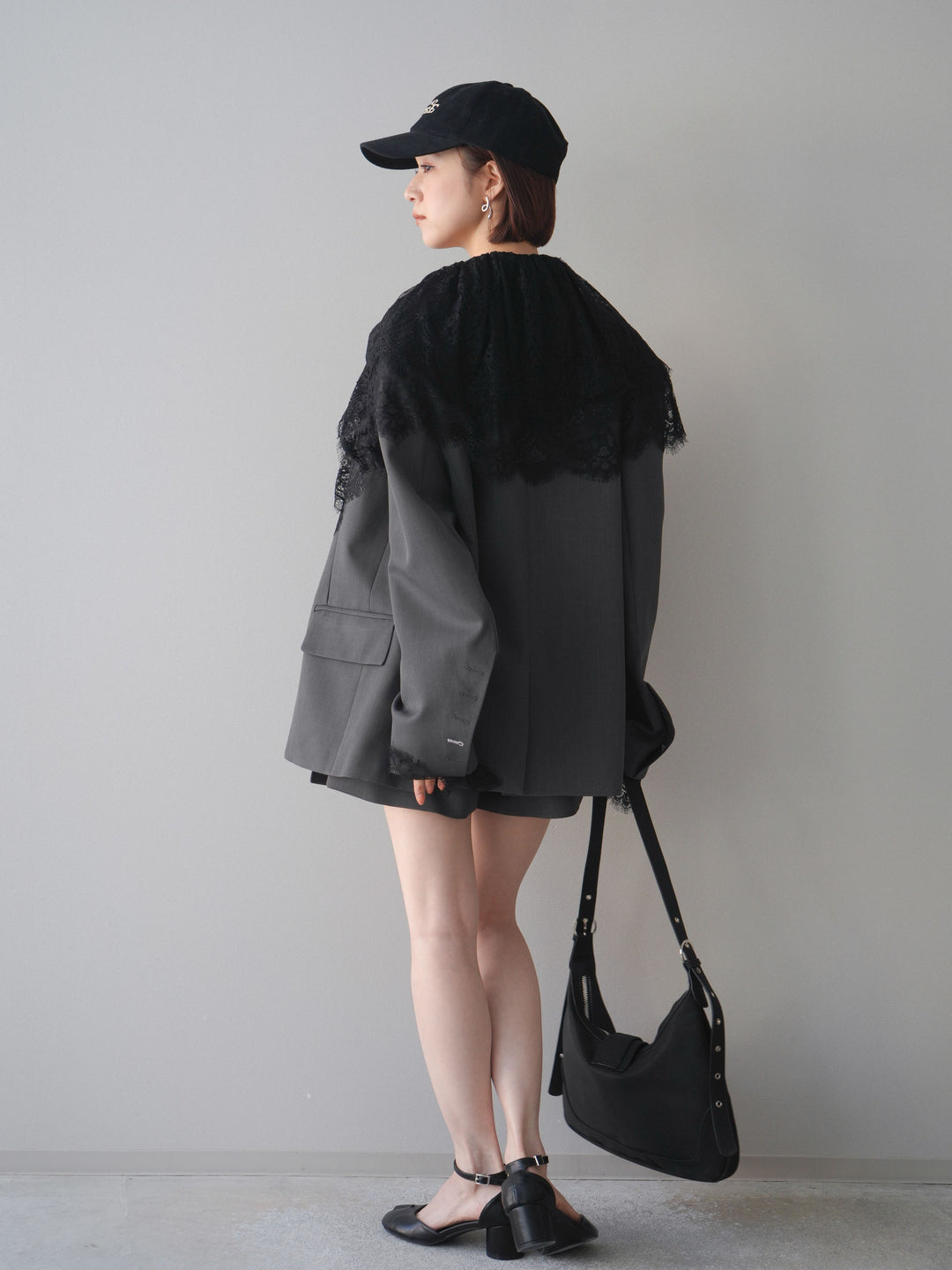 [SET]オーバージャケット＆キュロットSETUP+ビックカラーラッフルレーストップス(2set)