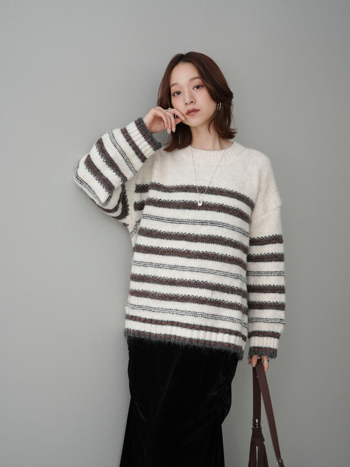 [SET]ステッチボーダーニットプルオーバー+ステッチボーダーニットプルオーバー(2set)