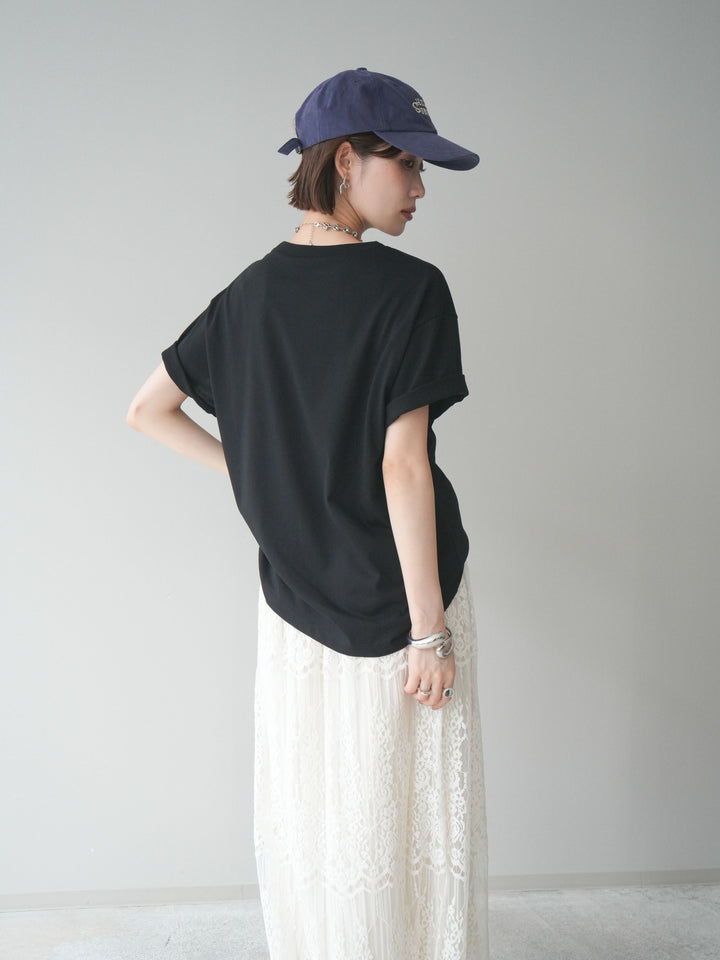 [SET]エンボスロゴTEE+裏プリーツ総レースロングスカート(2set)