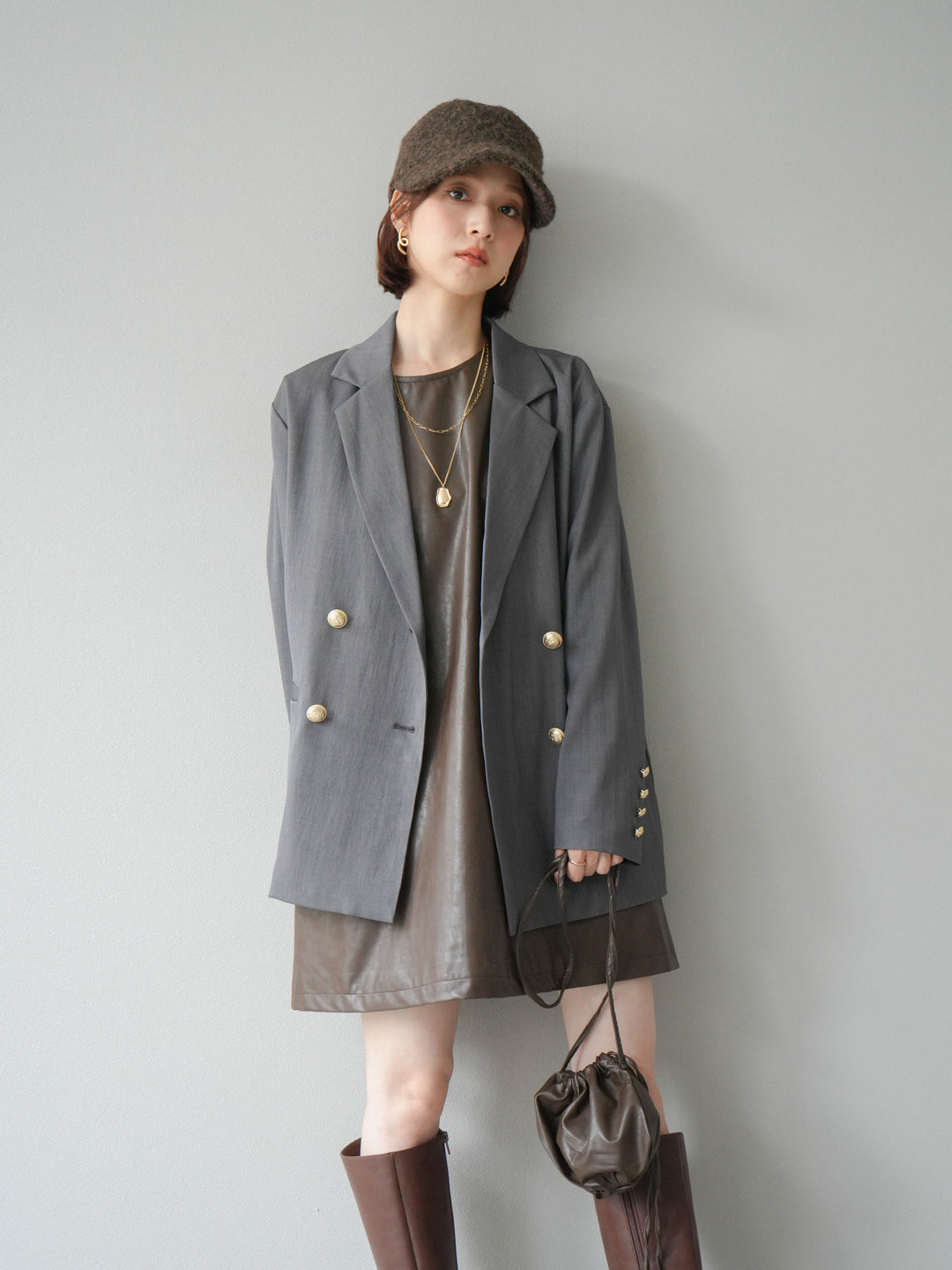 [予約]ウールタッチキャスケット/グレー