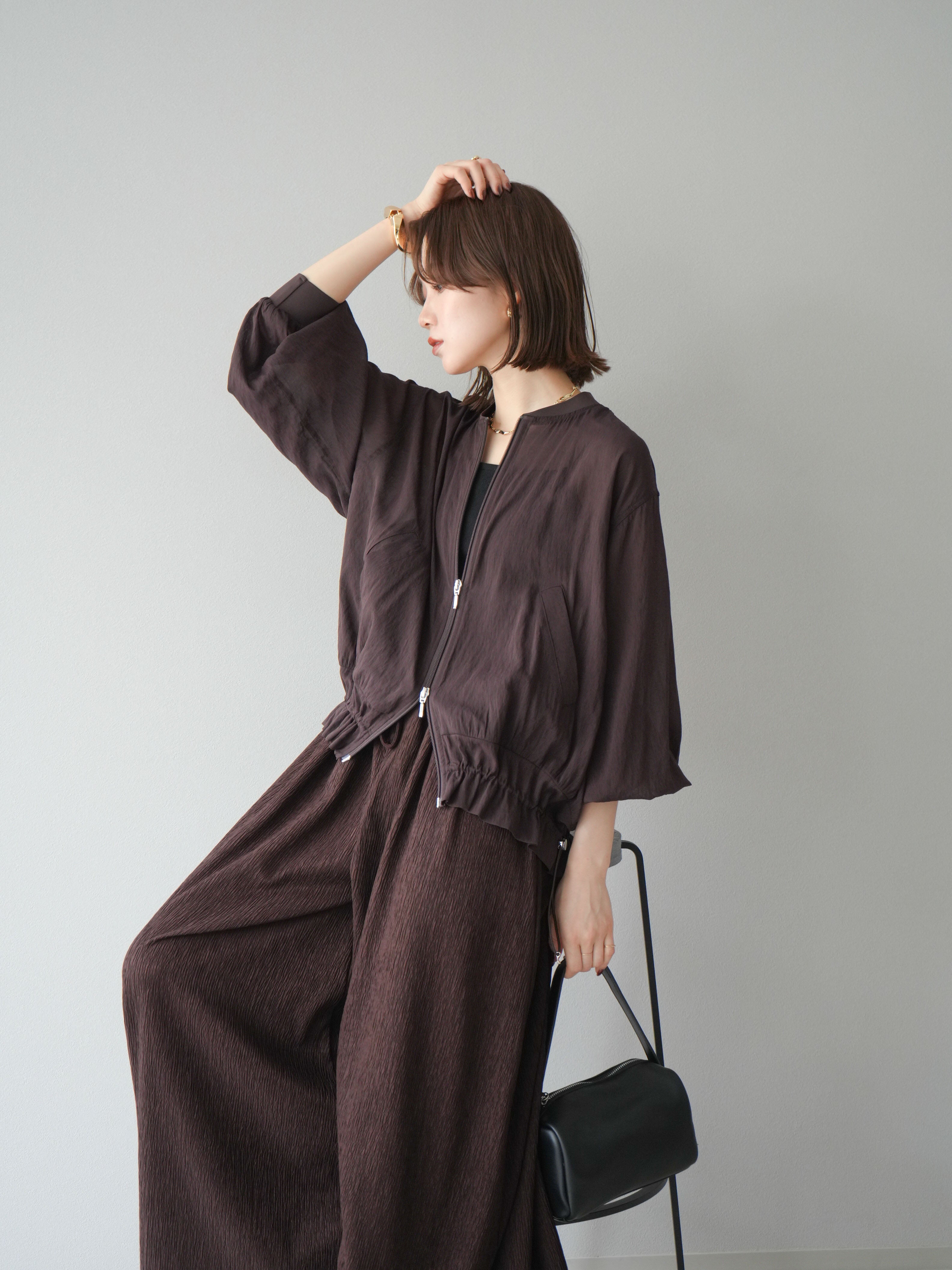 24SS美品　23区　【SLOW/一部店舗限定】シアー ブルゾン　ダークブラウン カーディガン 「SLOW/一部店舗限定」シアー ブルゾン レディース