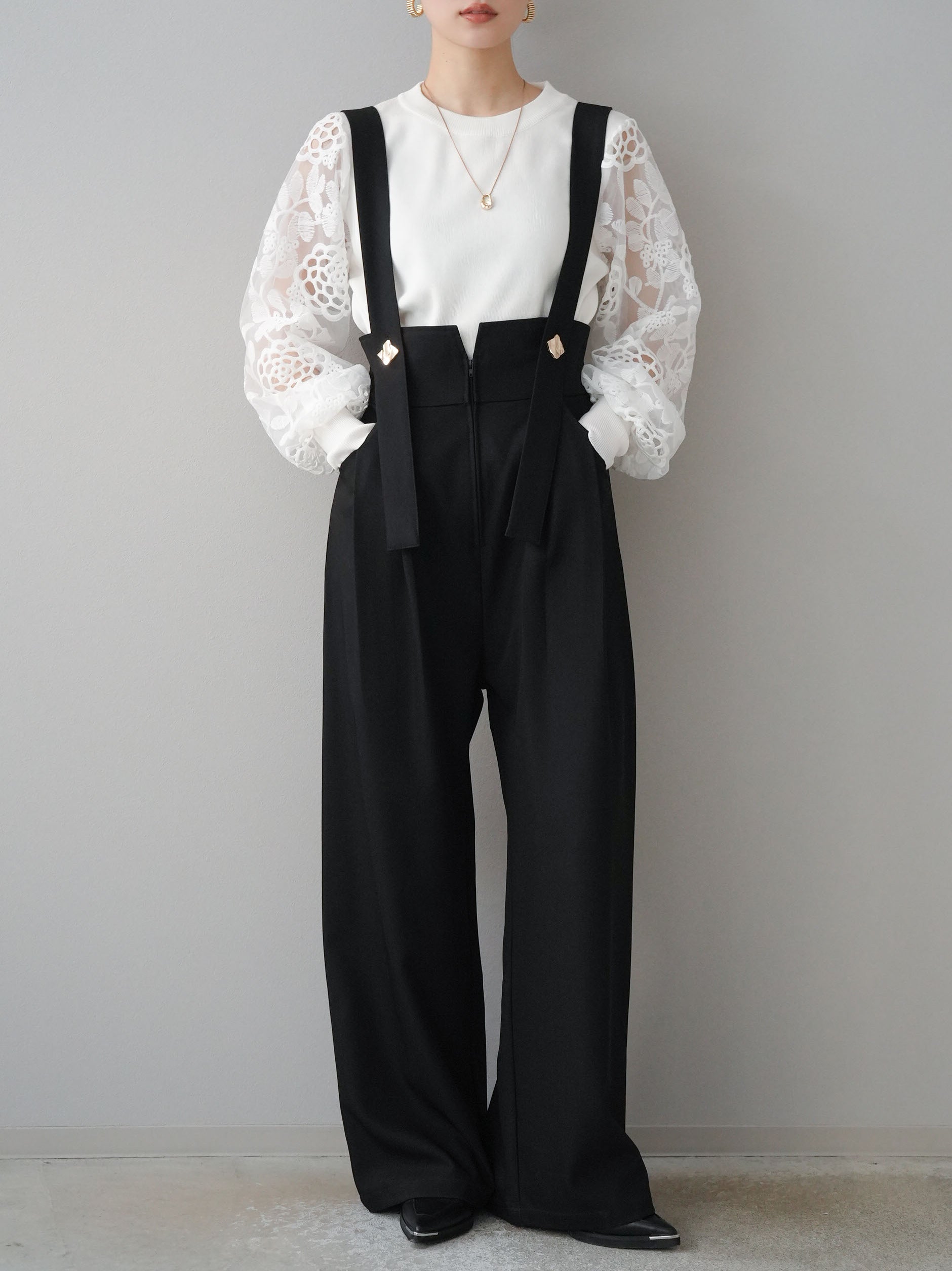 予約]レーススリーブニットプルオーバー/アイボリー – Lumier