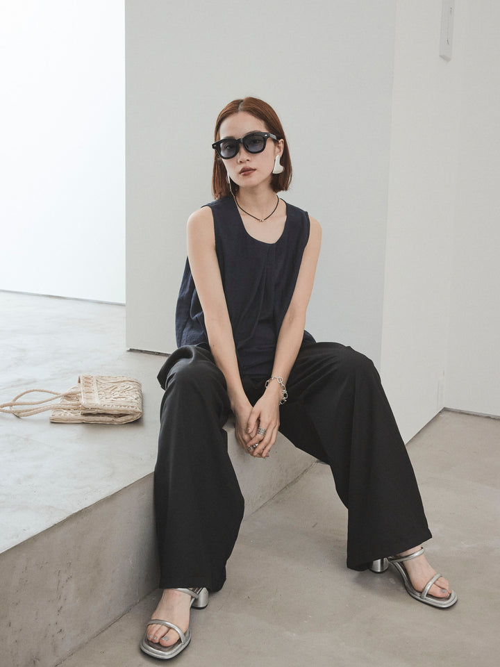 [予約]シアータックアシンメトリーブラウス/ネイビー