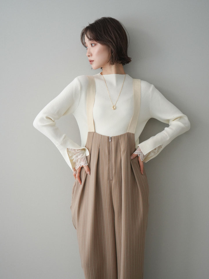 [SET]グログランテープストライプサロペット+選べるアクセセット(2set)