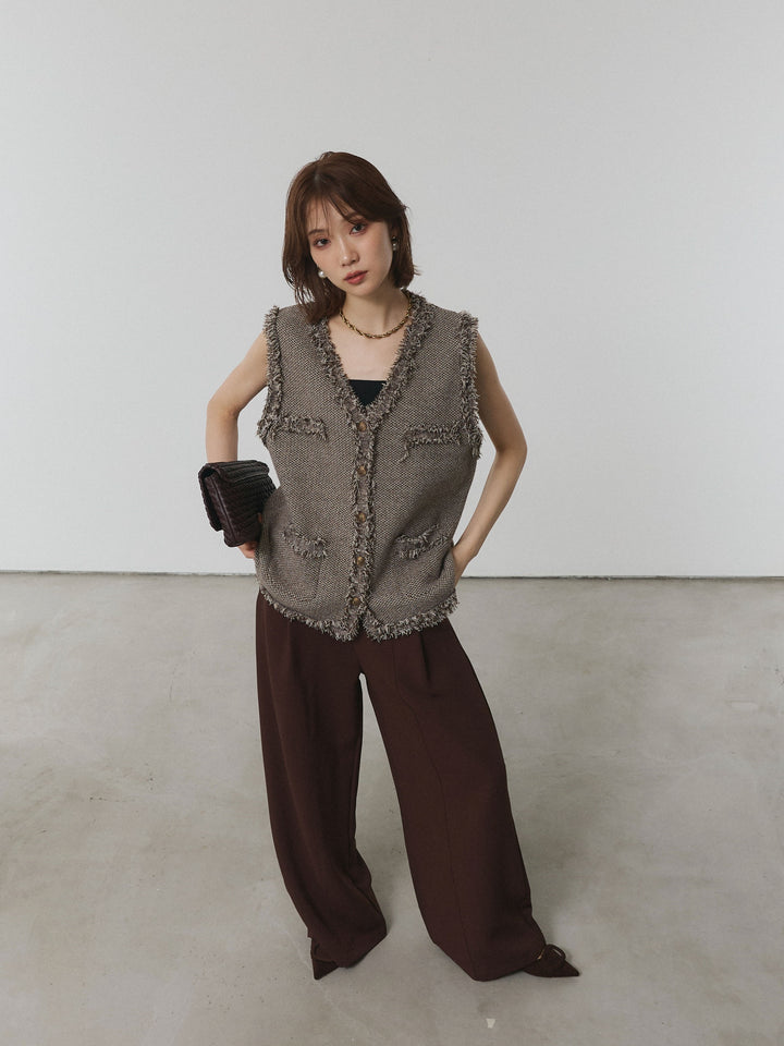 [予約]デザインタックセンターシームアイドパンツ/ブラウン