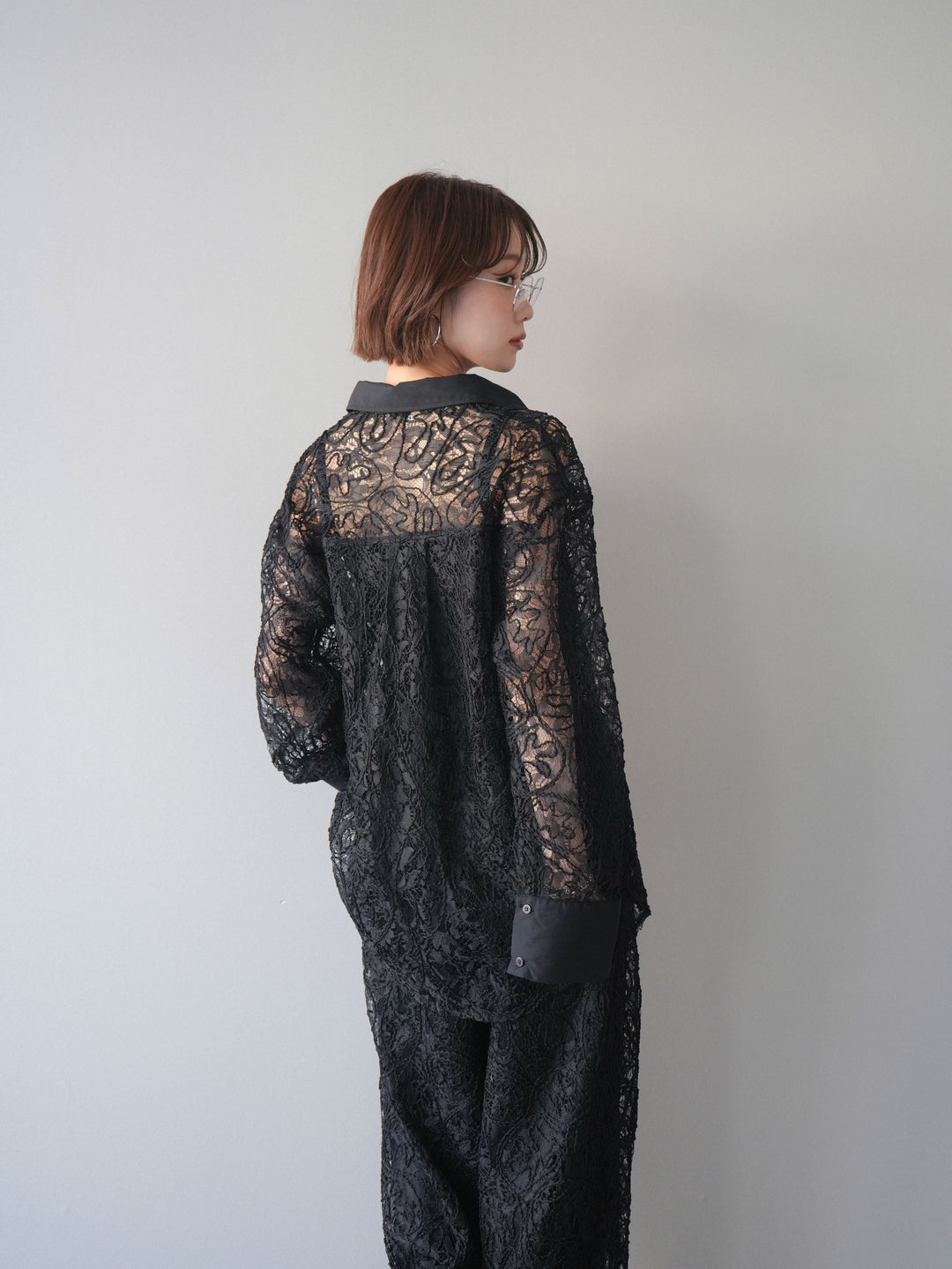 [SET]シアーコードレースオーバーシャツ+シアーコードレースイージーパンツ(2set)