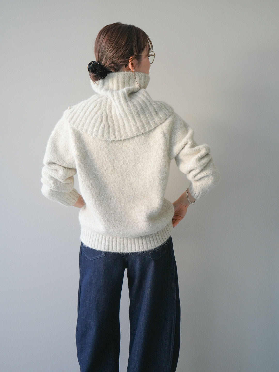 [予約]ネック付MIXニットアンサンブル/apricot