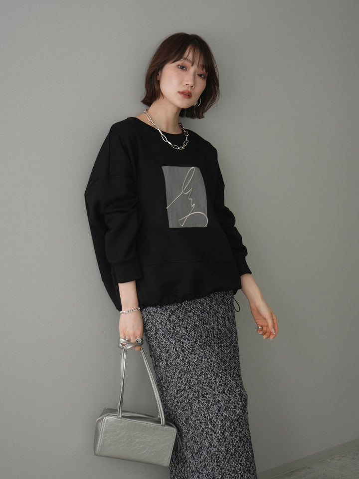 [予約]ライトポンチ刺繍ロゴプルオーバー/black