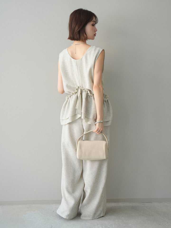 [SET]3WAYミックスツイードギャザーオールインワン+選べるアクセセット(2set)