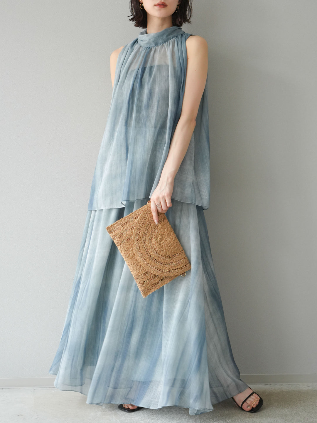 【預購】Nuance 透視喇叭裙/綠色