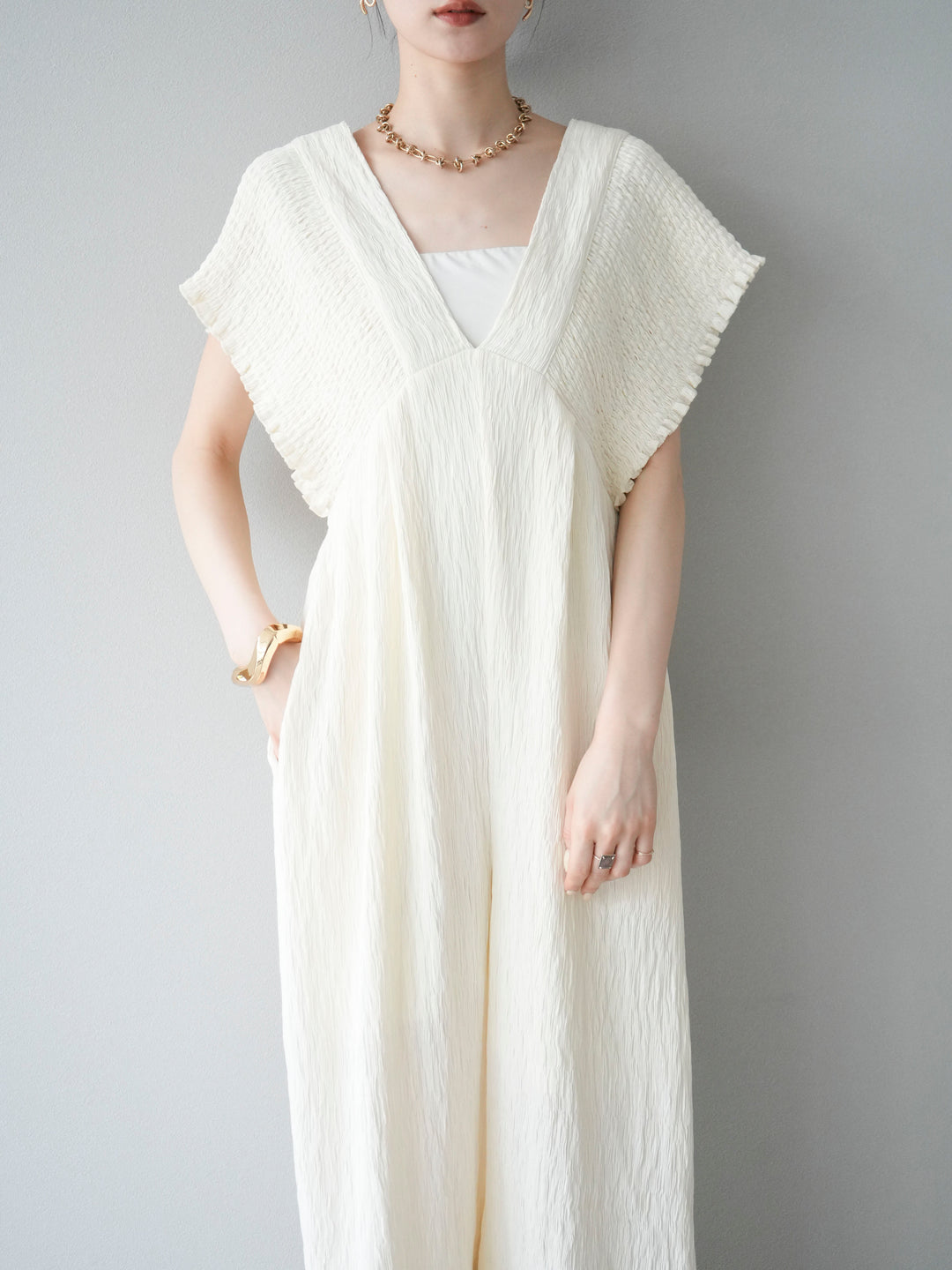 [SET]楊柳シャーリングサロペット+楊柳シャーリングサロペット(2set)