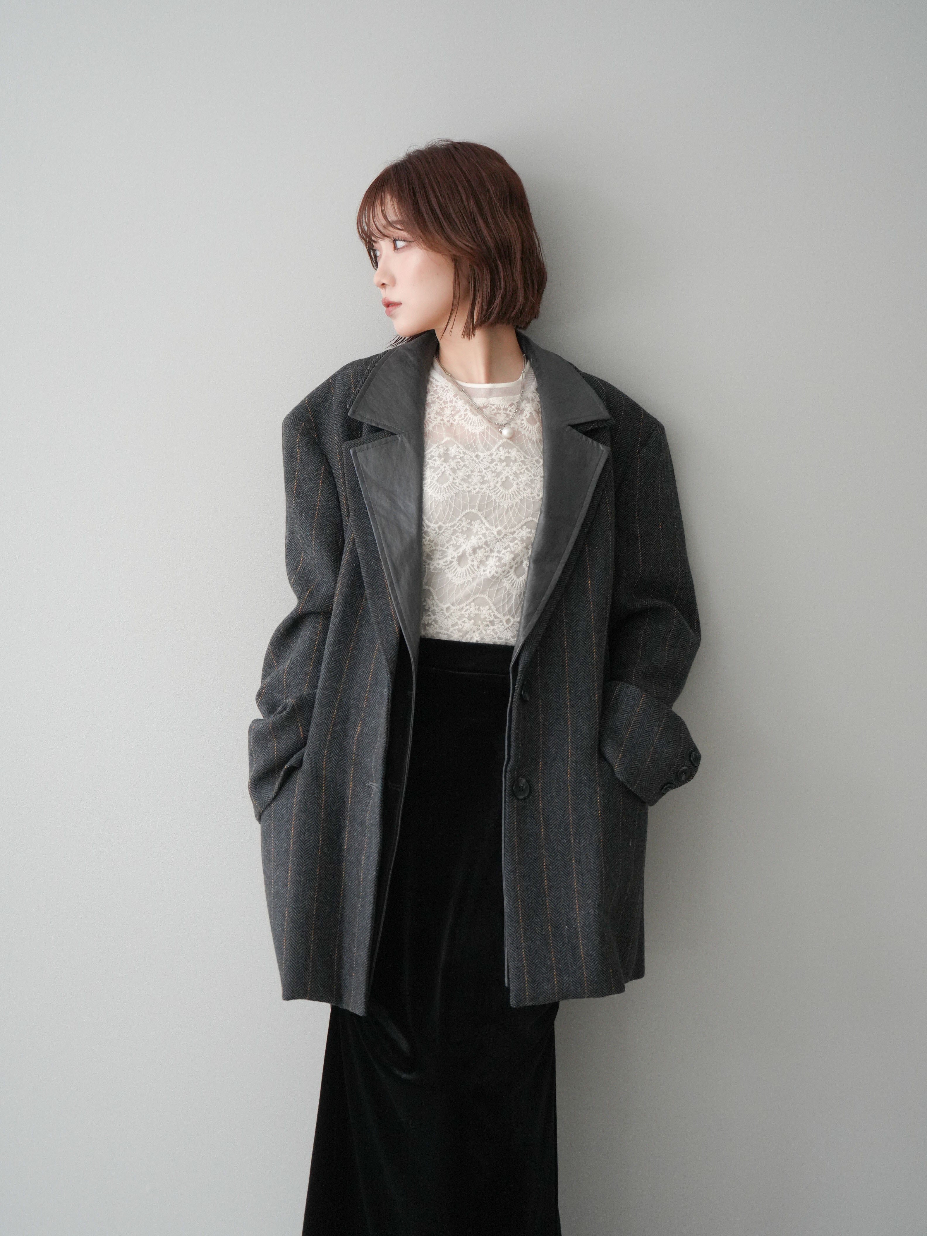 フォクシー ブティック ツイード ジャケット ベロア 異素材 テーラード 黒　襟 フォクシー ブティック ツイード ジャケット ベロア 異素材 テーラード