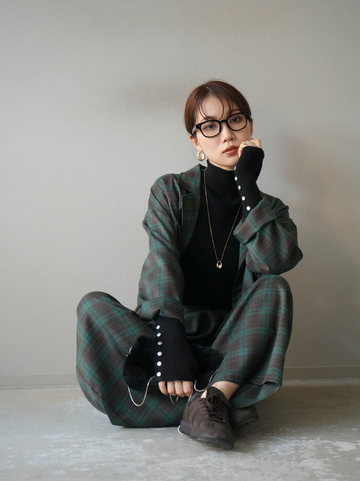 [予約]チェック柄ショートジャケット/グリーン