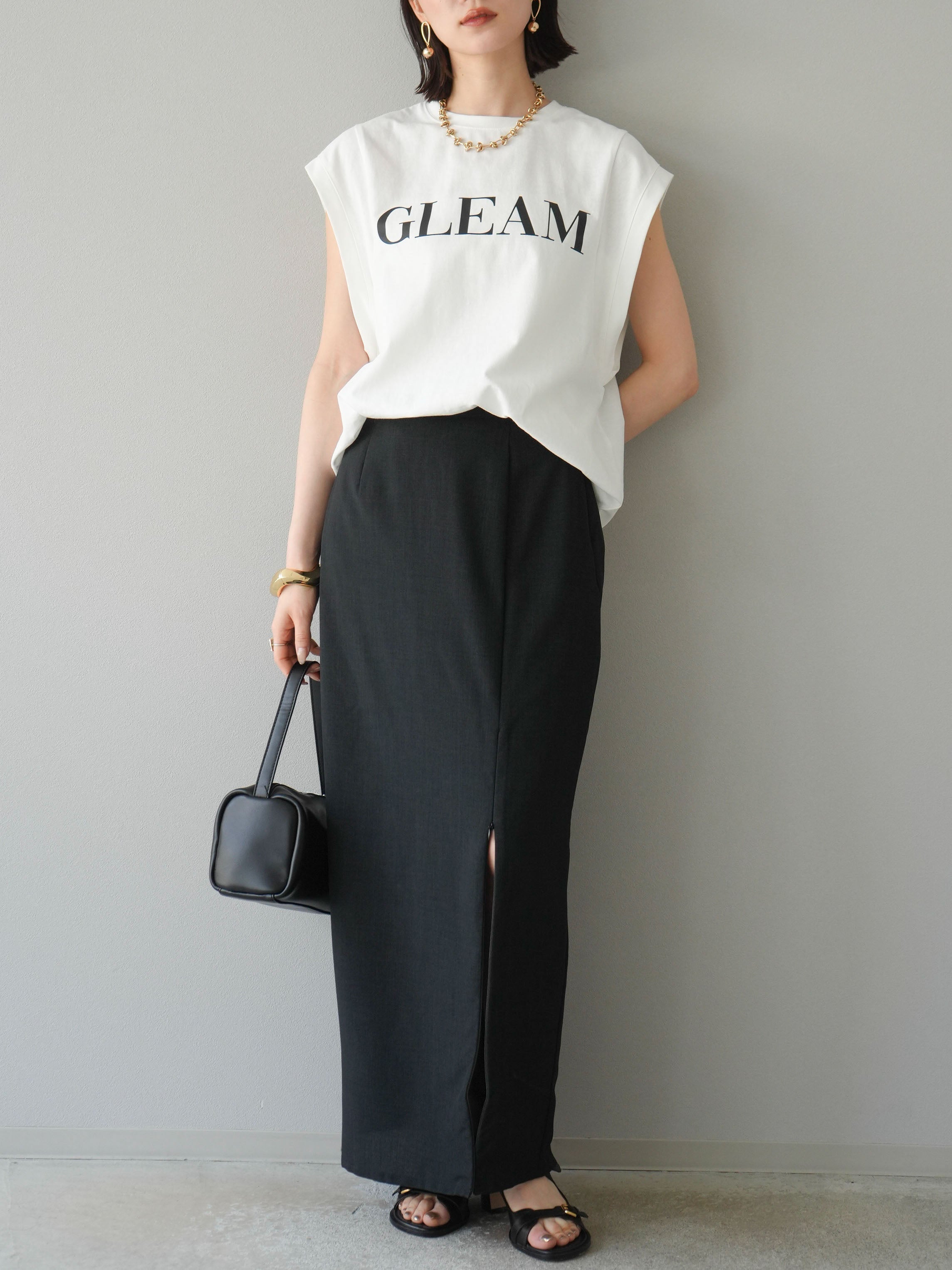 予約]リネンライクZIPスリットタイトスカート/ブラック – Lumier