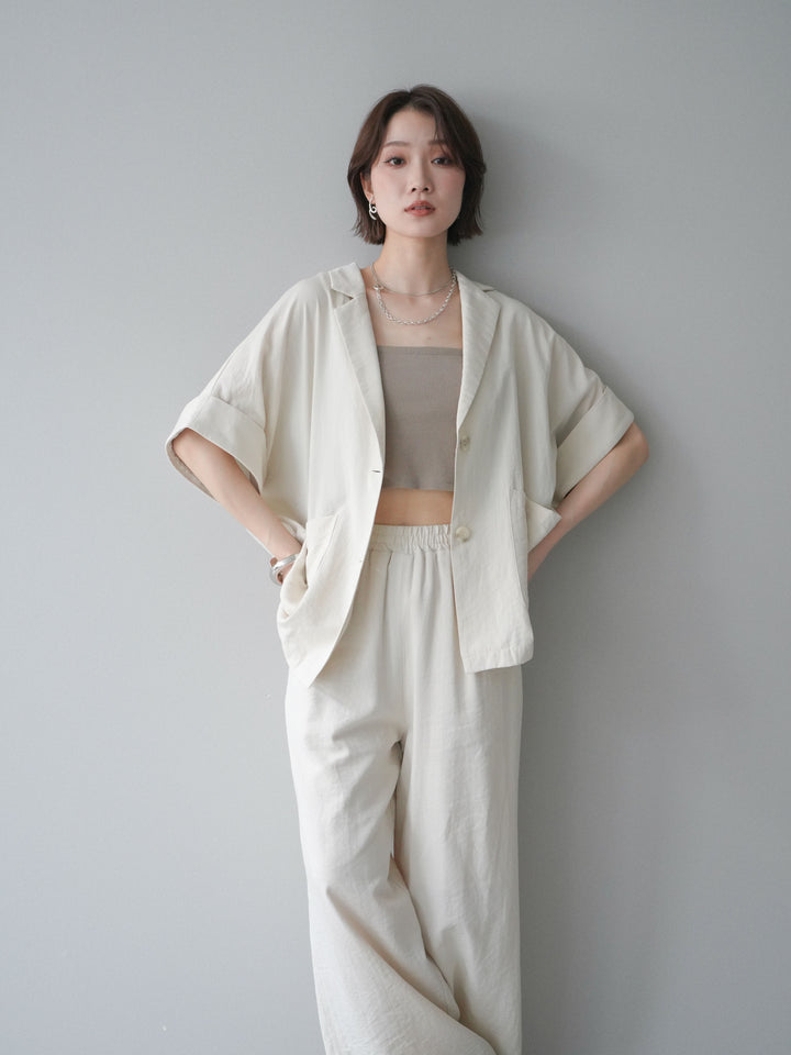 [SET]ハーフスリーブオーバージャケット+リラックスワイドパンツ(2set)