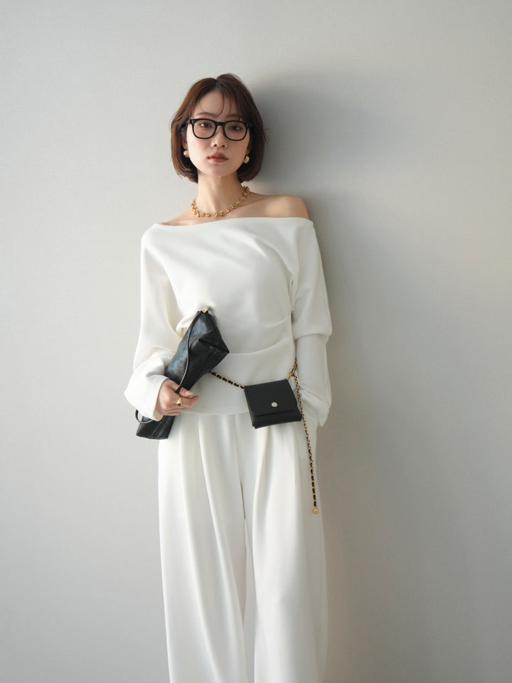 [SET]ライトポンチワンショルタックトップス＆パンツSETUP