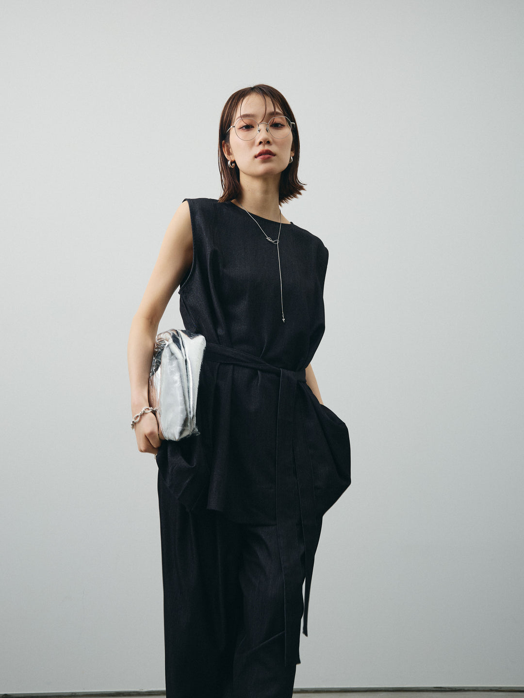 [SET]テンセルデニムノースリーブ＆ワイドパンツSET UP (2set)