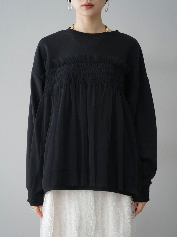 [Pre-order] Tulle Docking Fleece Pullover/Black