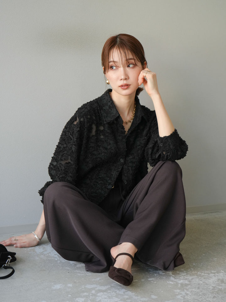 [予約]ジャガードショートシャツ/ブラック