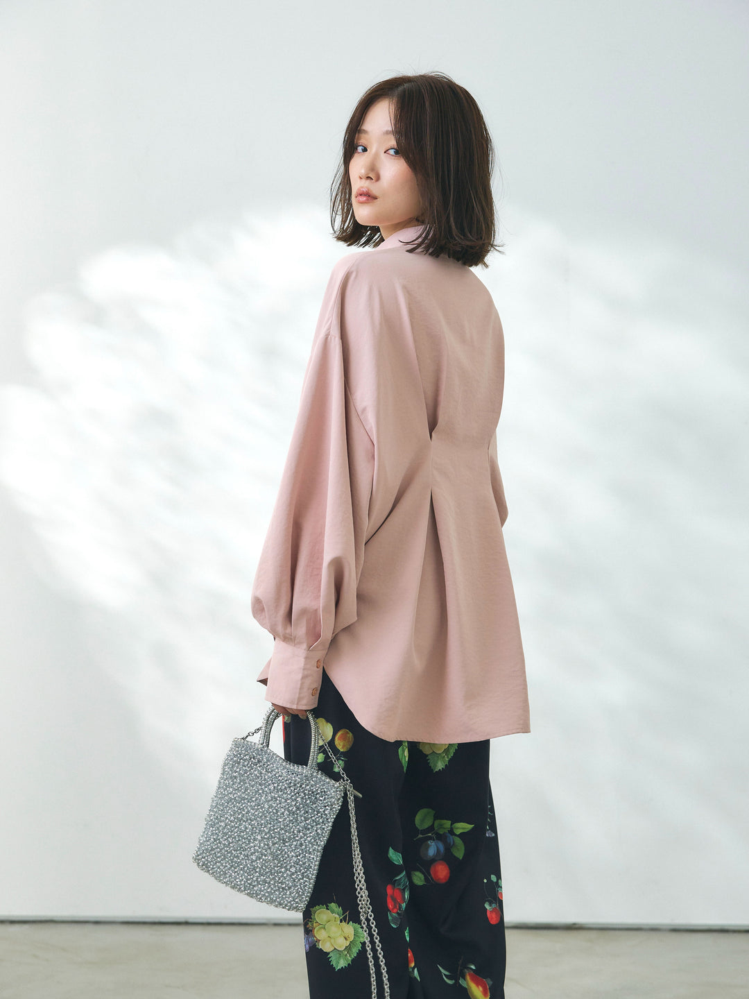 【魅力】【套裝】合成纖維束腰襯衫 + 合成纖維束腰襯衫（2 件套）