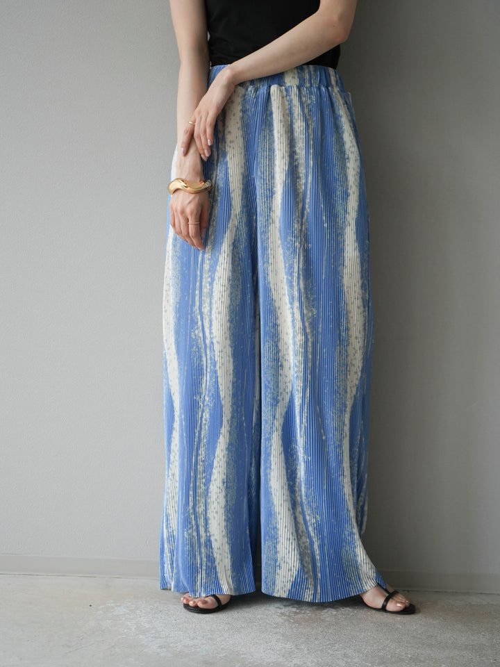 [予約]ニュアンスプリーツワイドパンツ/ライトブルー