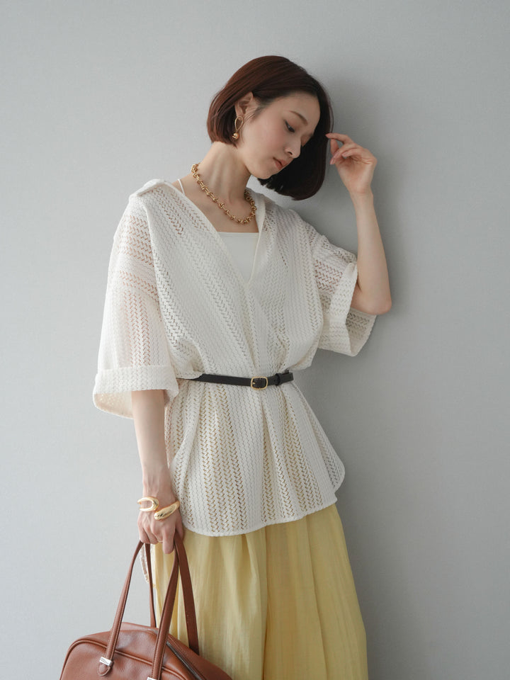 【預購】鏤空蕾絲兩用套頭衫/象牙白