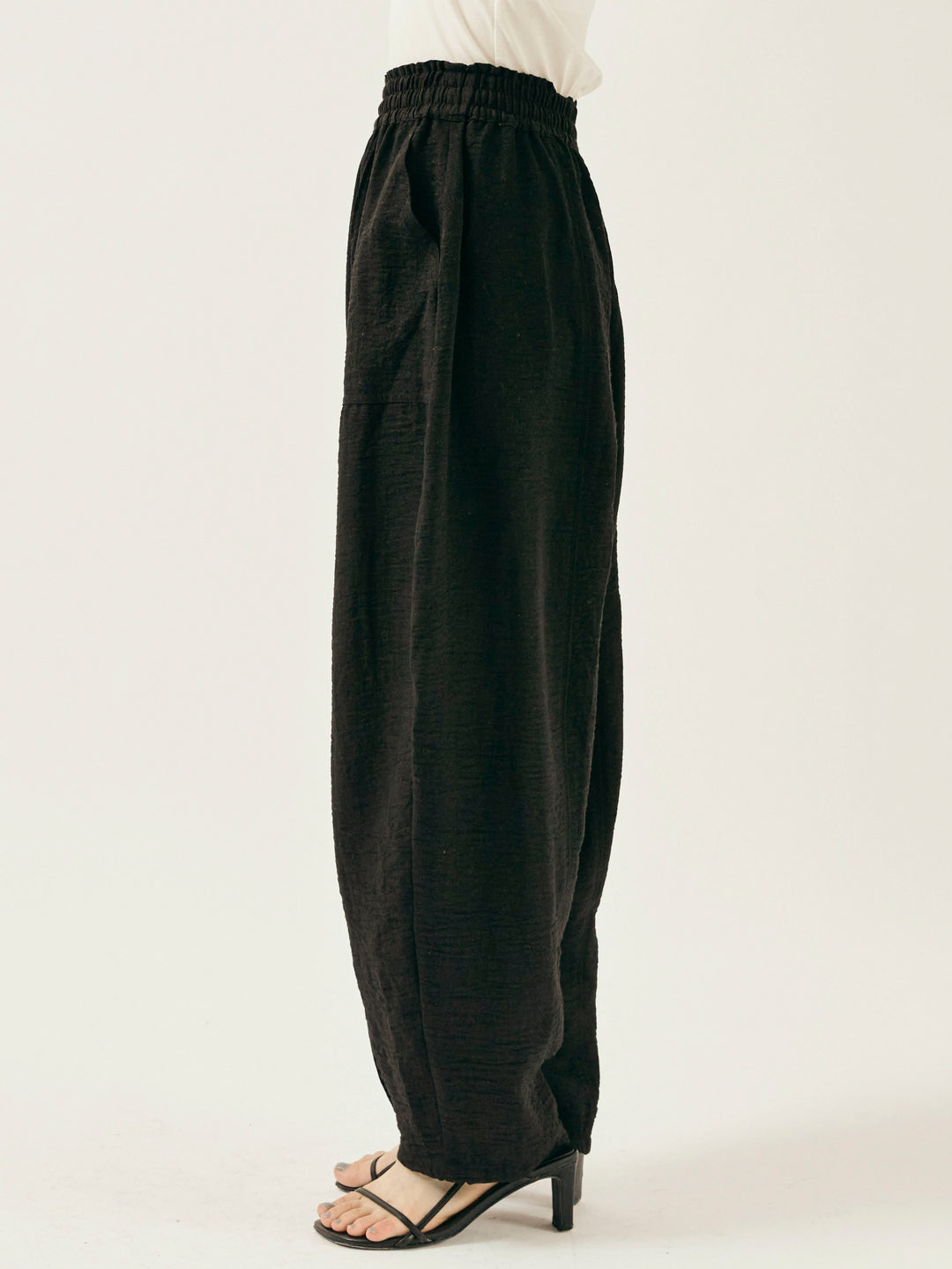 [予約]リネンライクベイカーバルーンパンツ/ブラック