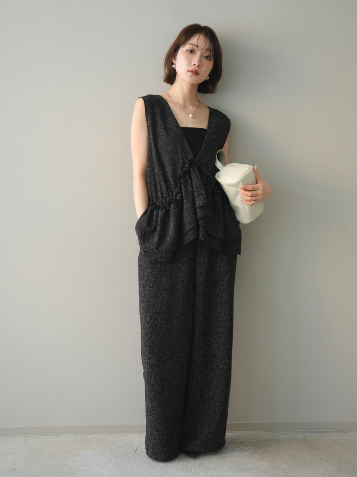 [SET]3WAYミックスツイードギャザーオールインワン+選べるアクセセット(2set)