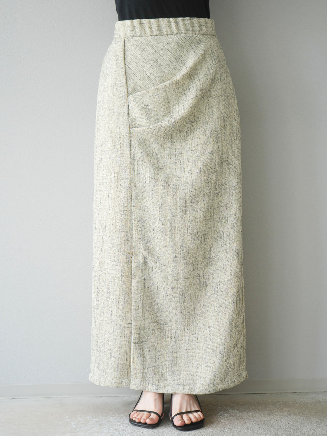 [予約]サマーツイードタックサイドスリットスカート/ベージュ