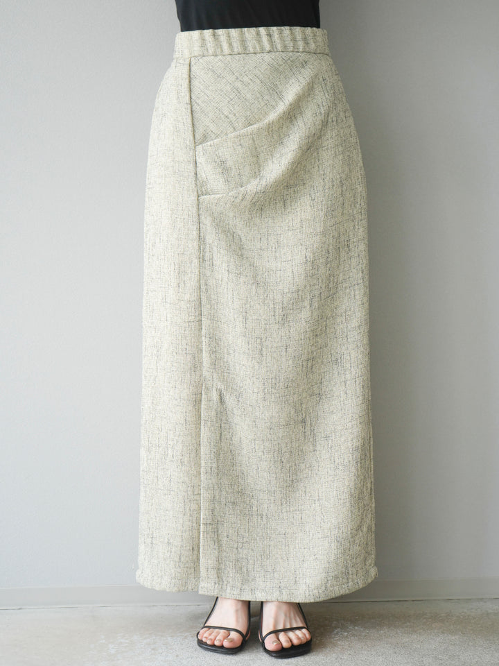 [予約]サマーツイードタックサイドスリットスカート/ベージュ