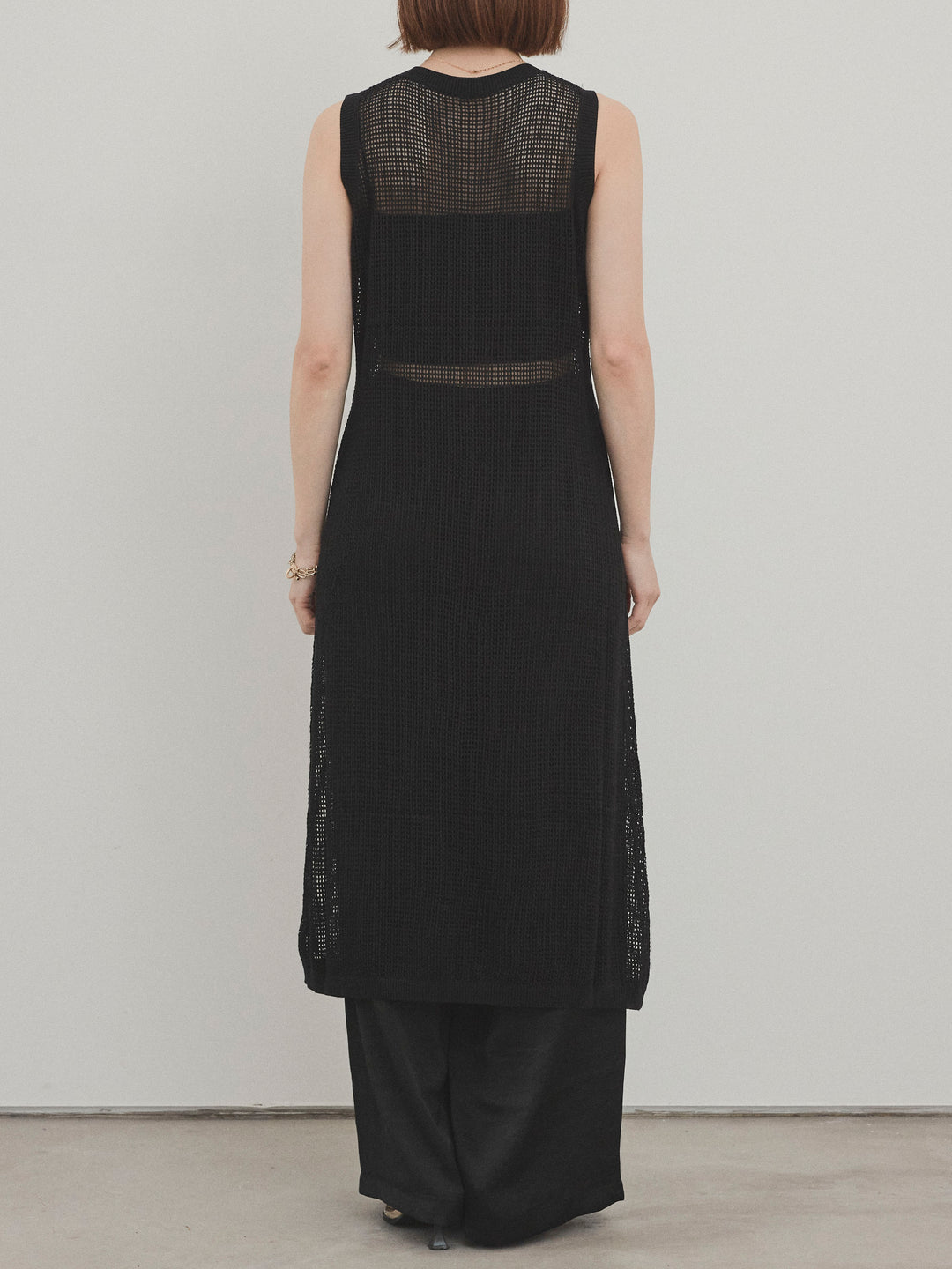 [予約]アソートボタンニットロングジレ/ブラック