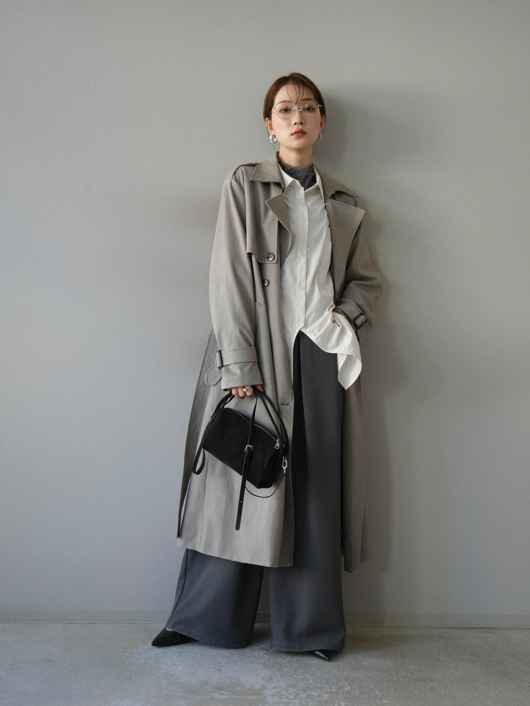 [予約]スエードトレンチコート/グレー