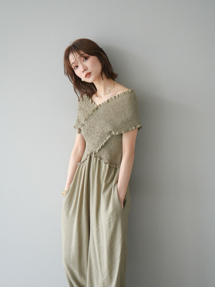 [SET]シャーリングクロスサロペット+シャーリングクロスサロペット(2set)