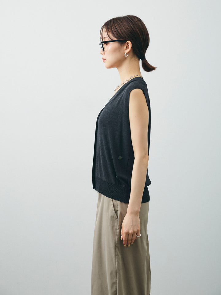 [予約]クールタッチ2WAYデザインニットベスト/チャコール