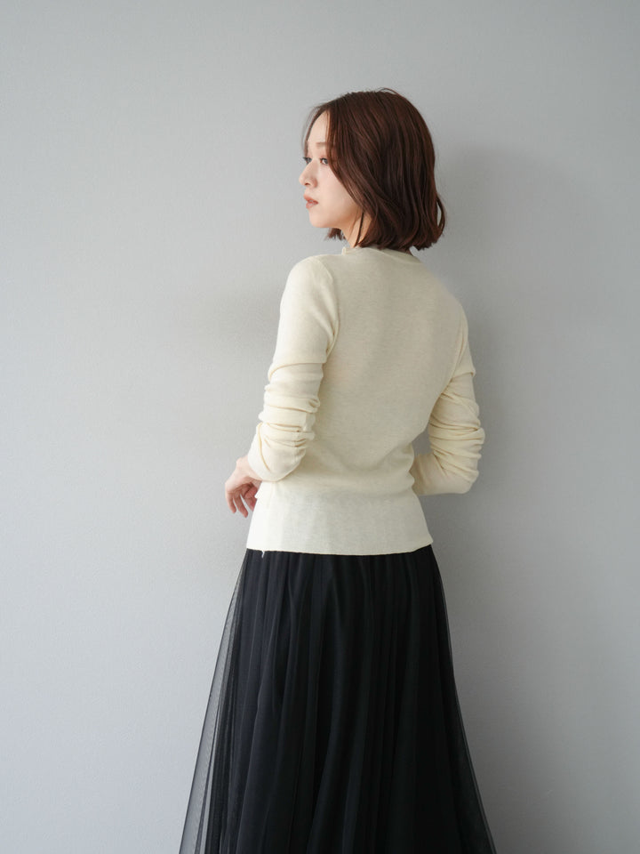 [予約]レイヤードデザインニットカーディガン/アイボリー