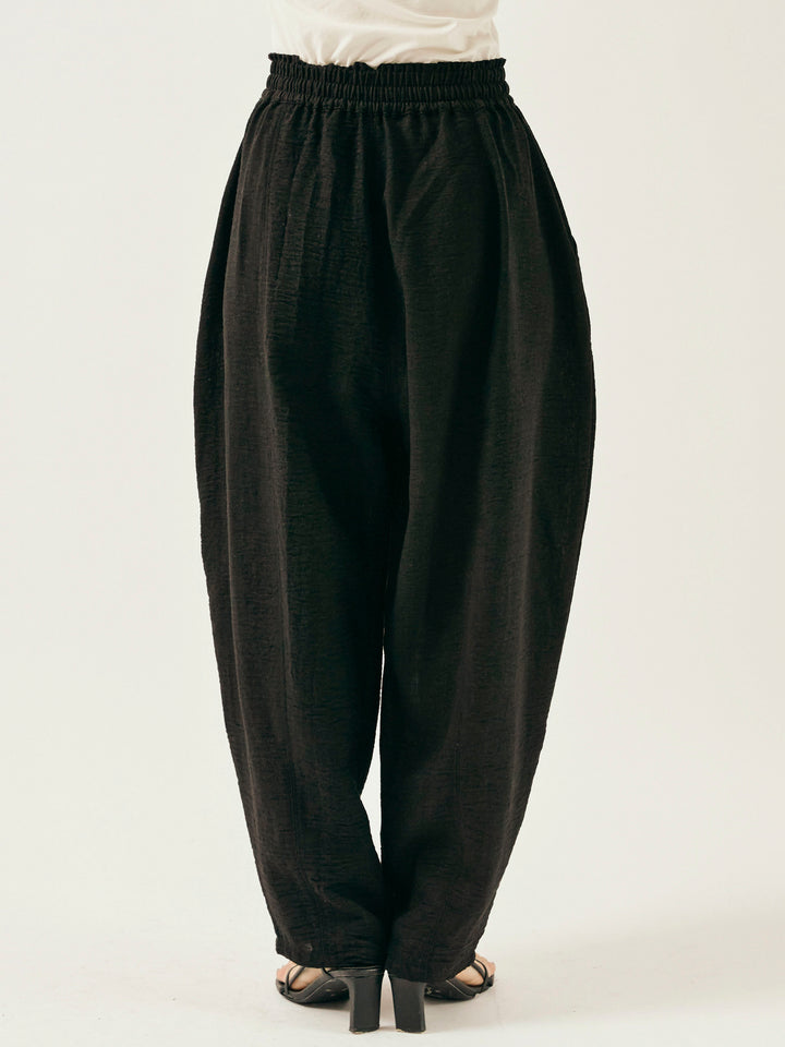 [予約]リネンライクベイカーバルーンパンツ/ブラック