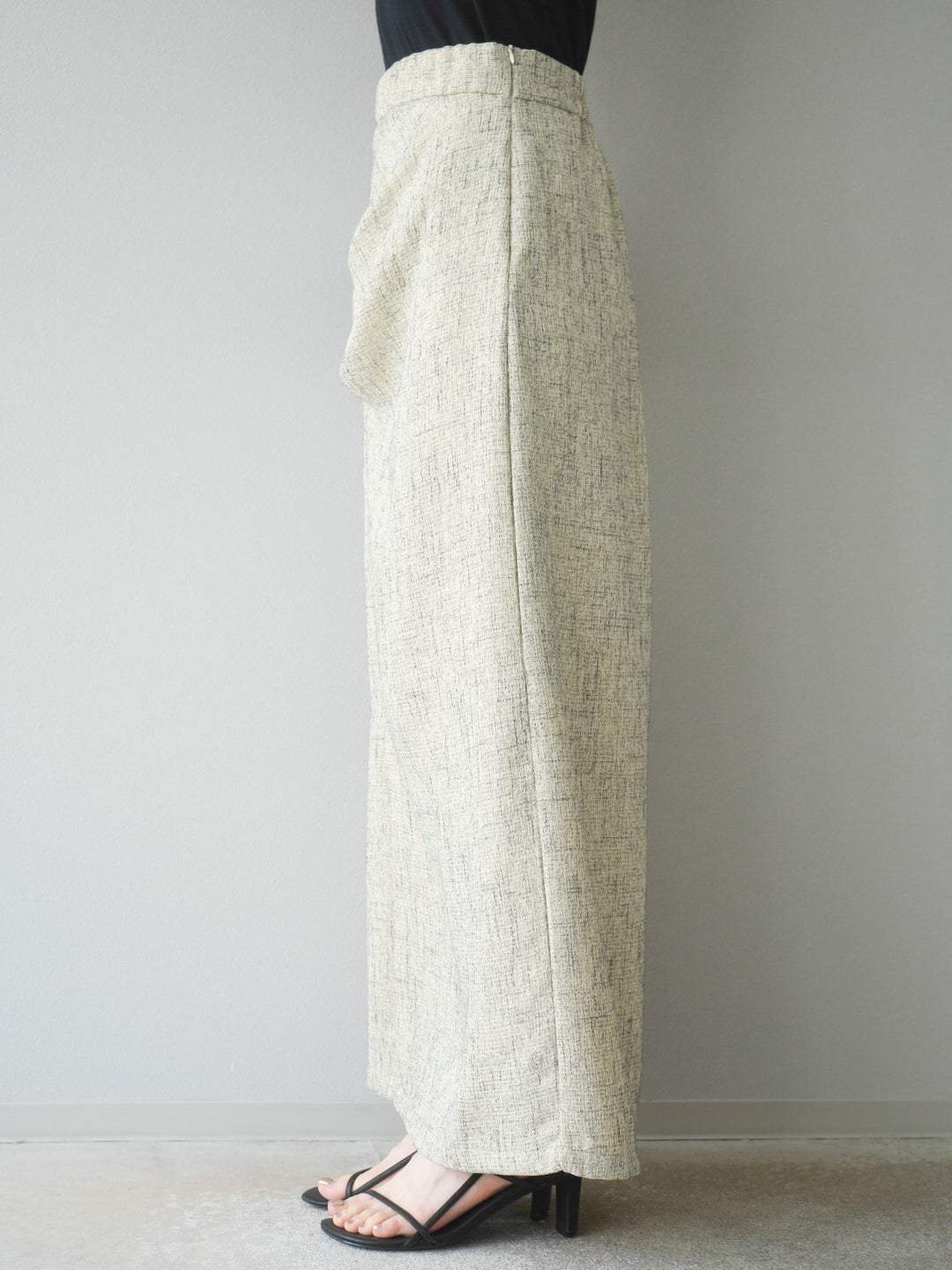 [予約]サマーツイードタックサイドスリットスカート/ベージュ