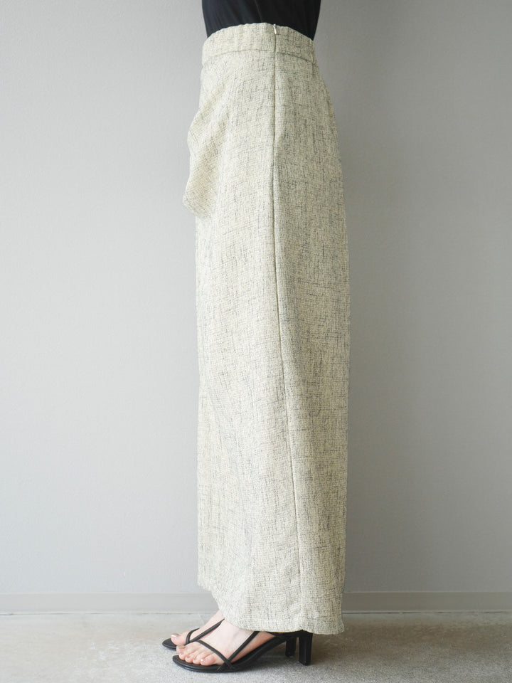[予約]サマーツイードタックサイドスリットスカート/ベージュ
