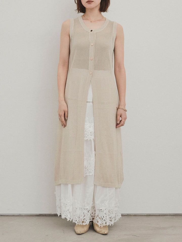 [予約]アソートボタンニットロングジレ/ベージュ