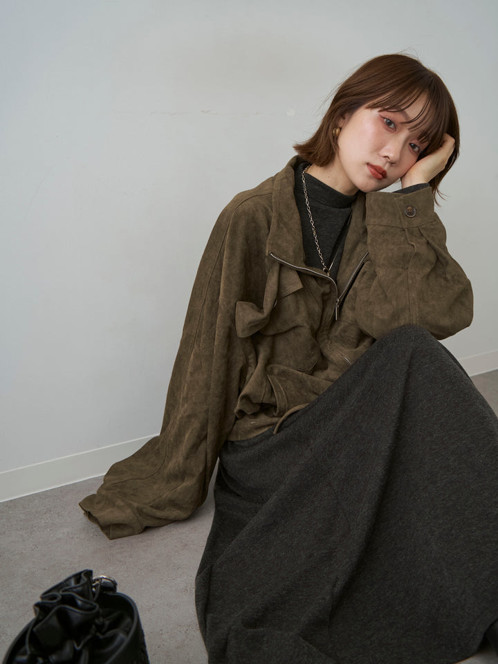 [SET]モックネックドレープニットソーワンピース+モックネックドレープニットソーワンピース(2set)
