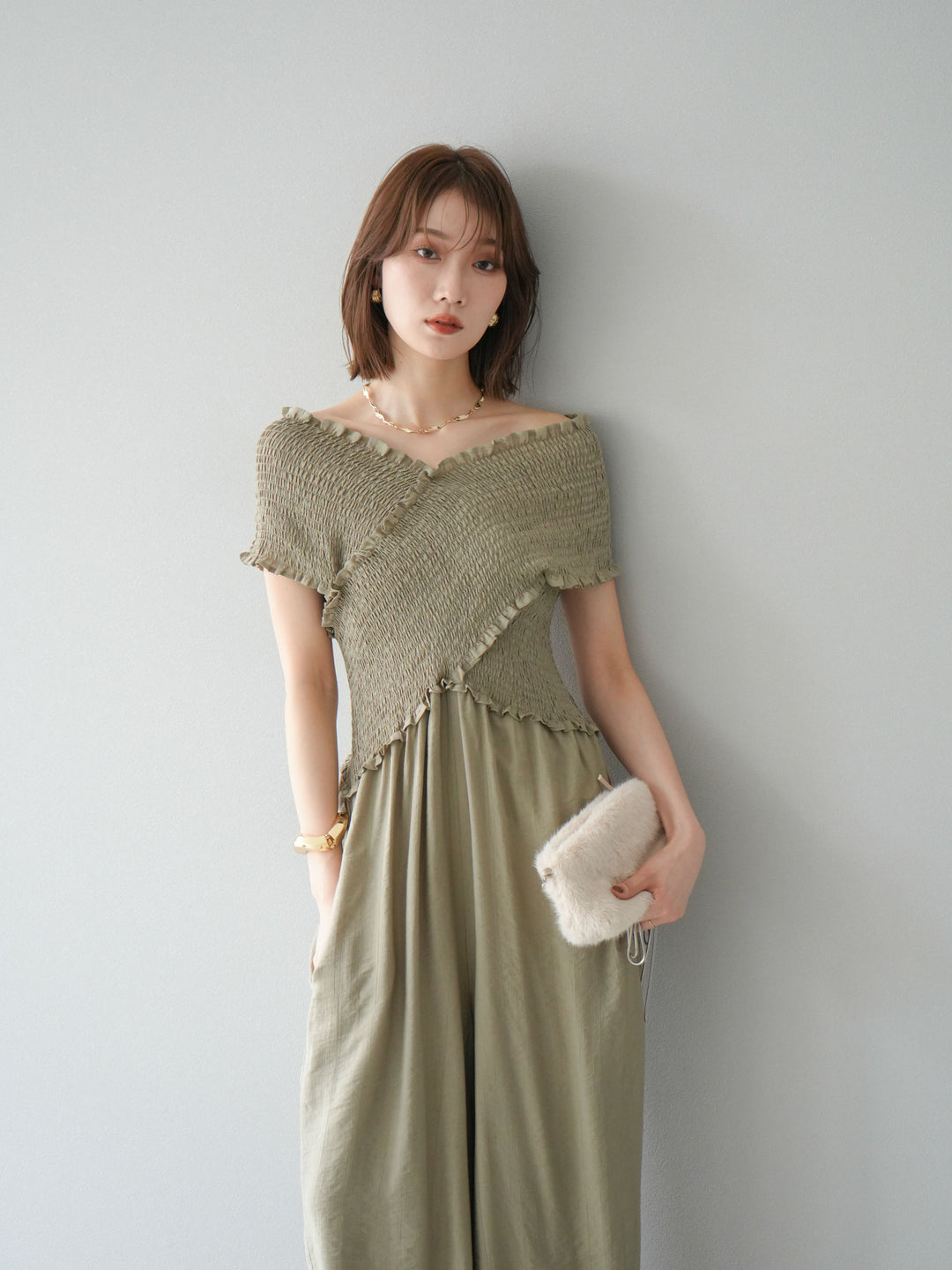 [SET]シャーリングクロスサロペット+シャーリングクロスサロペット(2set)