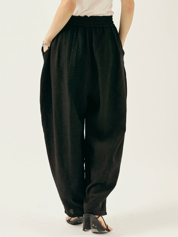 [予約]リネンライクベイカーバルーンパンツ/ブラック