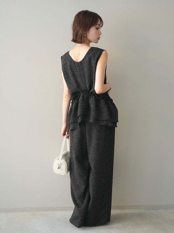 [SET]3WAYミックスツイードギャザーオールインワン+選べるアクセセット(2set)